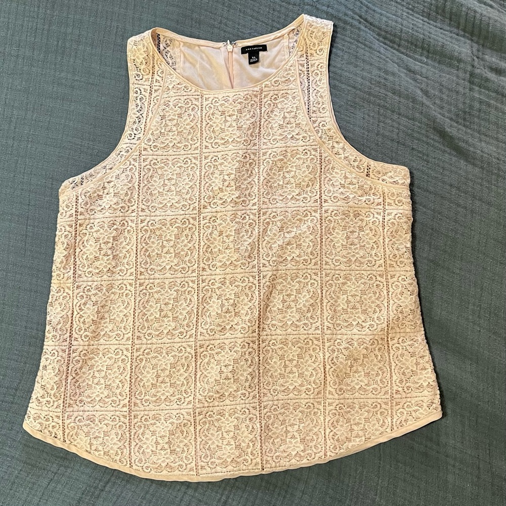 Ann Taylor Lace Sleeveless Top in Ballet Pink